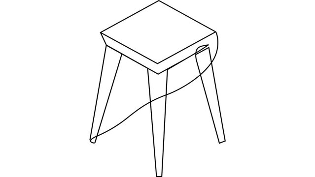 Minimalist stool line art white background.