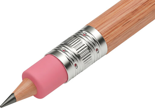 Wooden pencil with pink rubber eraser tip