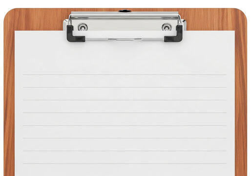 Wooden clipboard with blank paper for notes and documents