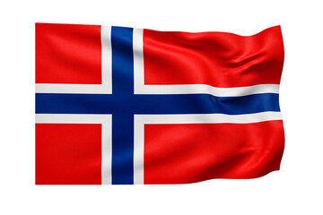 Fototapeta premium Waving flag of norway national symbol isolated on transparent background digital element.