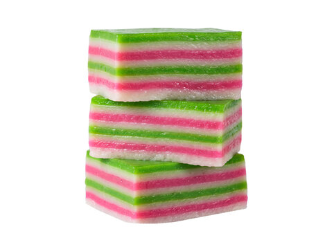 Kue lapis Indonesian layered rice cake isolated on transparent background