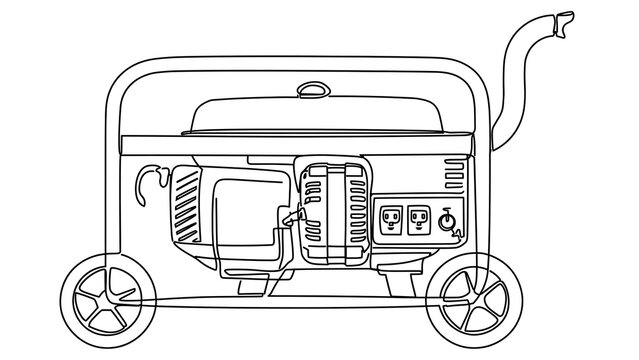 Portable generator line art on white background.
