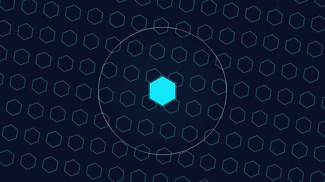 Abstract hexagonal pattern with glowing center animation