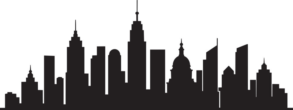 city skyline silhouette with skyscrapers and modern urban buildings vector illustration