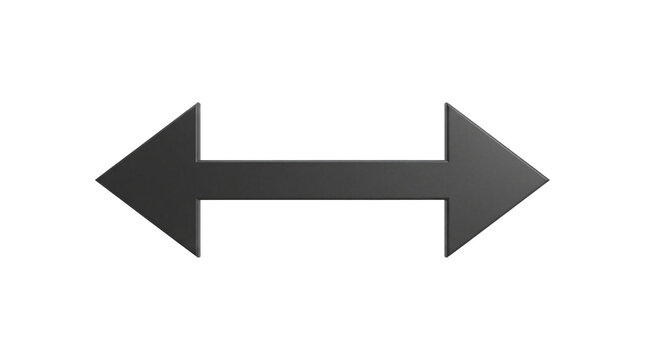 Dark grey double-headed arrow pointing left and right is centered on a light grey rectangular background, symbolizing bidirectional movement or a choice between two opposite paths.