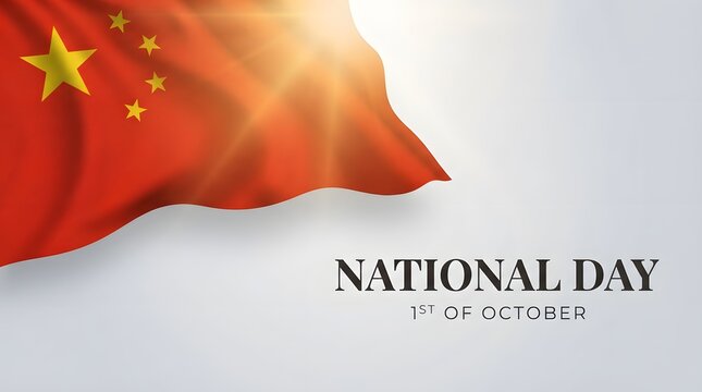 A beautiful waving flag of china isolated on a clean white background for the celebration of the annual national day china holiday event festive design
