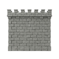 Fototapeta premium Isolated stone castle battlement wall section with gray granite bricks, a medieval fortification element.