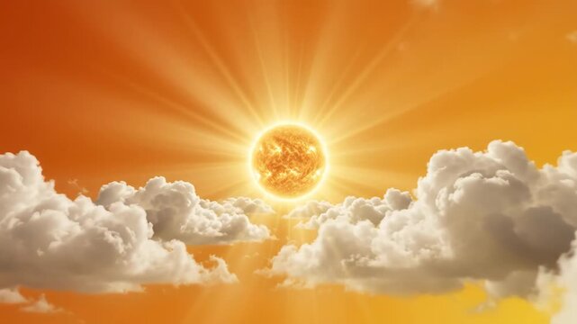 Heat wave extreme summer sun sky cloud sunlight rays orange weather climate hot temperature atmosphere. Global warming climate change. hot high temperature sun weather, danger risk emergency crisis