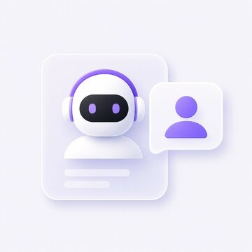 Friendly robot chatting with human silhouette icon