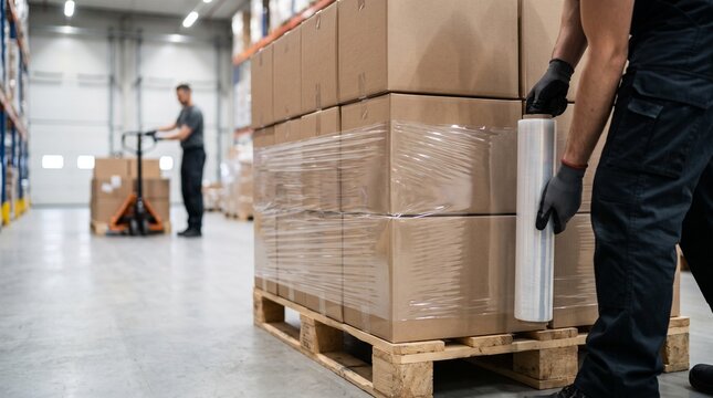 Stretch wrapping a cross dock pallet before outbound loading