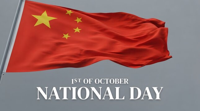 The waving flag of china against a grey background celebrating the national day china holiday on the first of october with patriotic and festive spirit