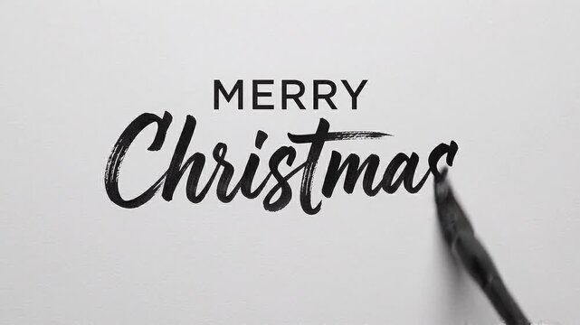 Hand Drawn Brush Calligraphy Merry Christmas and Happy New Year Text Animation
