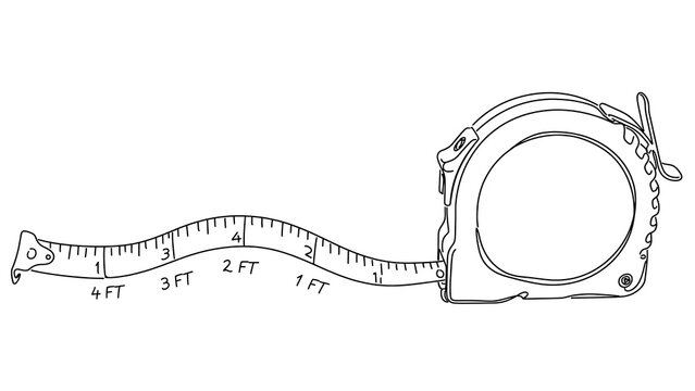 Retro measuring tape illustration on white background.