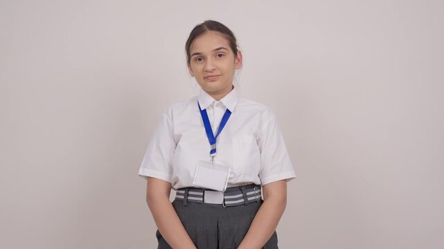 Indian Schoolgirl Turing Around and Looking at Camera