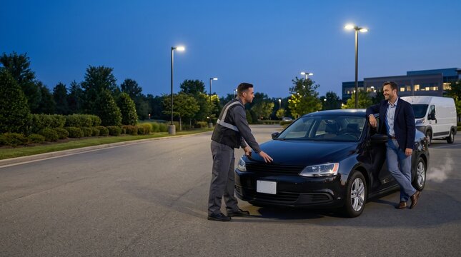 Relief after a successful roadside battery restart for a commuter