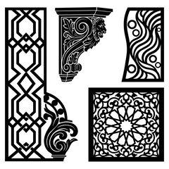 Vector set of architectural brackets and geometric ornamental panels ©  AMINA 1122
