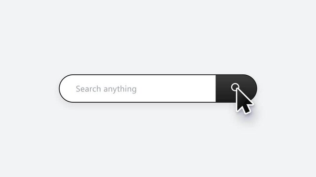 Interactive search bar animation with minimalist cursor motion for modern user interface web design video footage