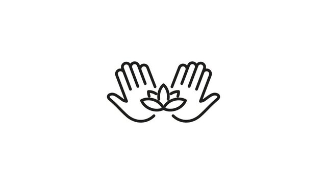 Hands Holding Lotus Flower Animated Icon With Alpha Channel. Wellness, Healing, And Mindfulness Motion Graphic. Represents Peace, Balance, And Spiritual Growth. On Transparent Background