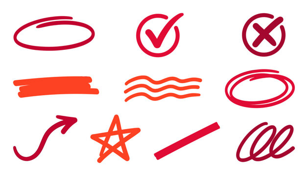 Checkmark Icons Set with Circle, Line, and Star Elements Featuring Approval