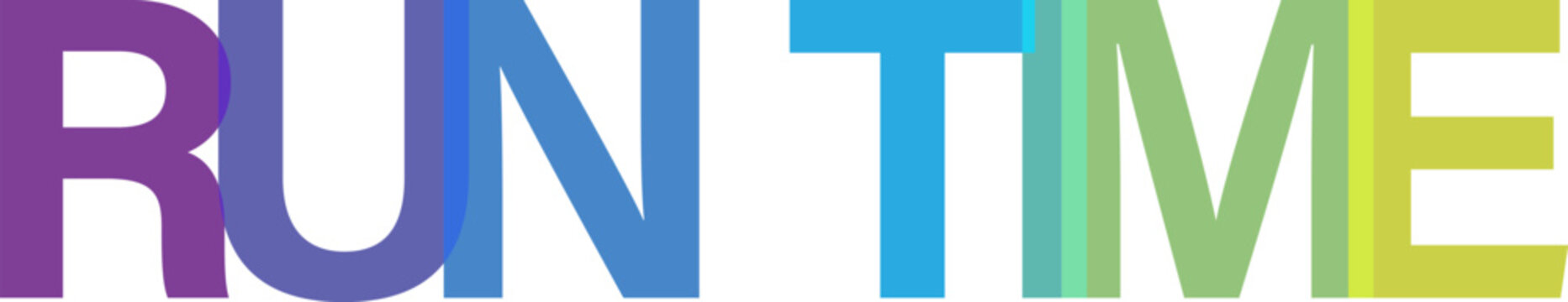 Colorful text graphic featuring the word runtime displayed with overlapping vibrant letters for modern design projects