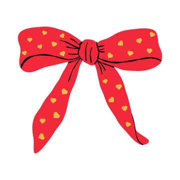 Red Heart Bow - Hand Drawn Valentine's Day Ribbon Illustration