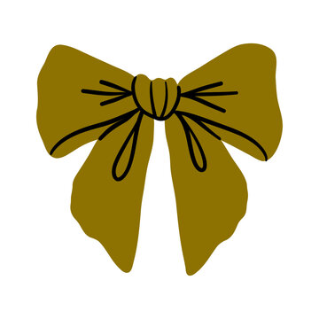 Olive Green Bow - Hand Drawn Ribbon Illustration