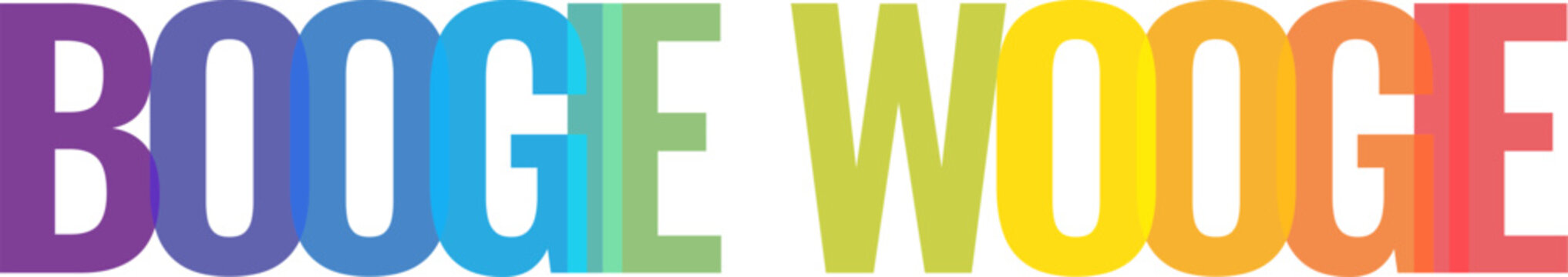 Colorful typography design featuring vibrant layered letters spelling out the phrase boogie woogie for modern graphics