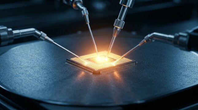 Microcircuits and silicon wafers being processed by an automation system control application.
