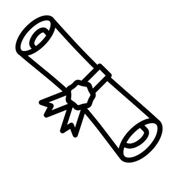 Graduation Diploma Scroll Line Icon