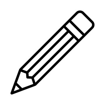 Pencil with Eraser Stationery Line Icon