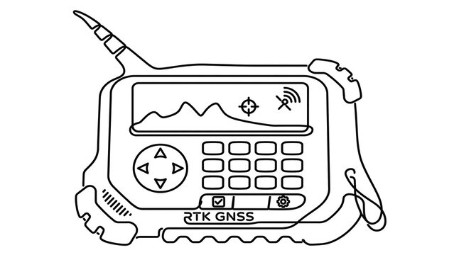RTK GNSS receiver device illustration white background.