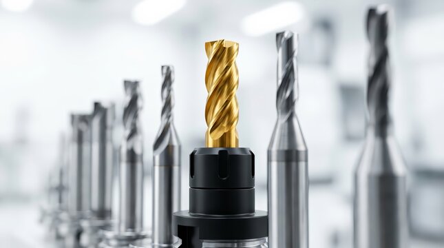 CNC machine milling cutter tools with interchangeable tungsten carbide heads.