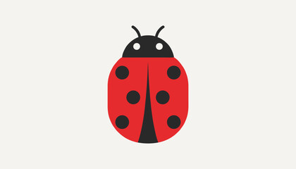 Naklejka premium Red ladybug vector icon with black spots and cute head isolated on an off white background for nature designs.
