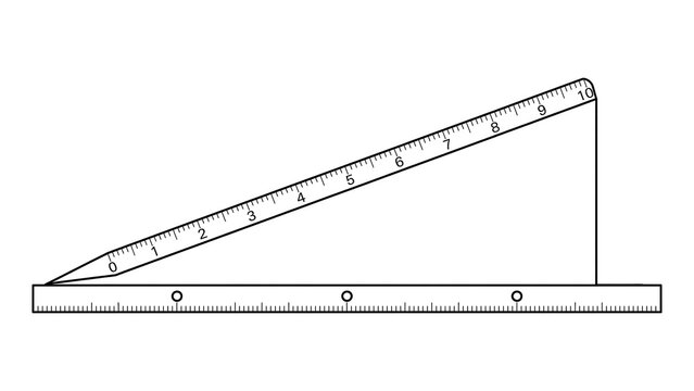 Ruler and triangle on white background.