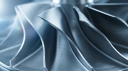 Fototapeta premium Industrial additive technologies concept featuring a 3D printed turbine propeller with steel blades.