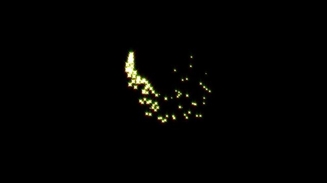 Magic glitter sparkle trail, glowing doodle stars, star line path, shimmer particles motion, sparkling star transition effect. white twinkling particles on black screen.4k video