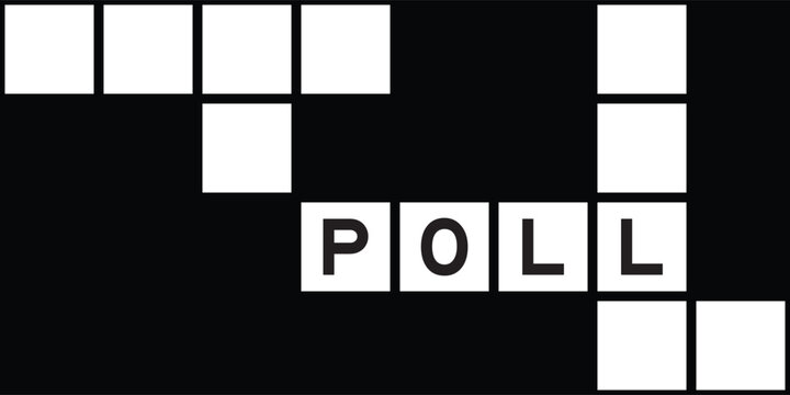 Alphabet letter in word poll on crossword puzzle background