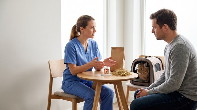 Veterinary consultation on rabbit diet and dental wellness