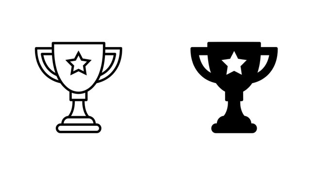 Trophy cup icon set, award symbol isolated on transparent background