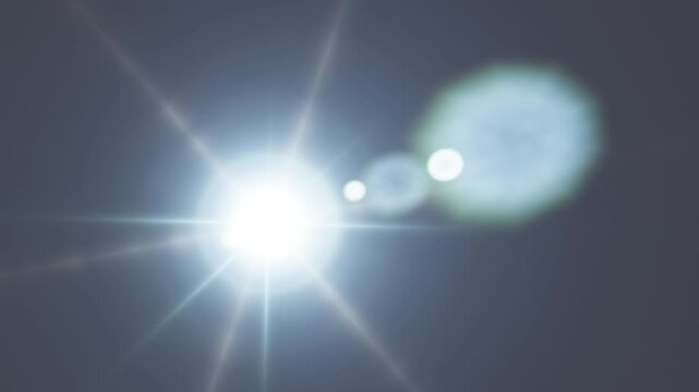 Realistic digital image of bright lens flare effects with light beams