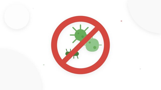 Stop Germs and Bacteria Prohibition Sign Icon Graphic on Light Background