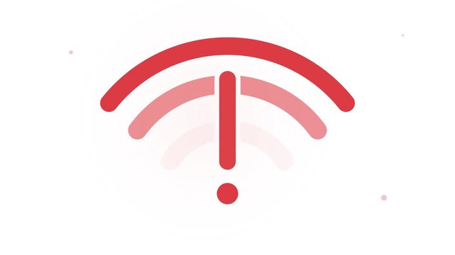 Red wifi signal icon with exclamation mark indicating no internet connection or network error