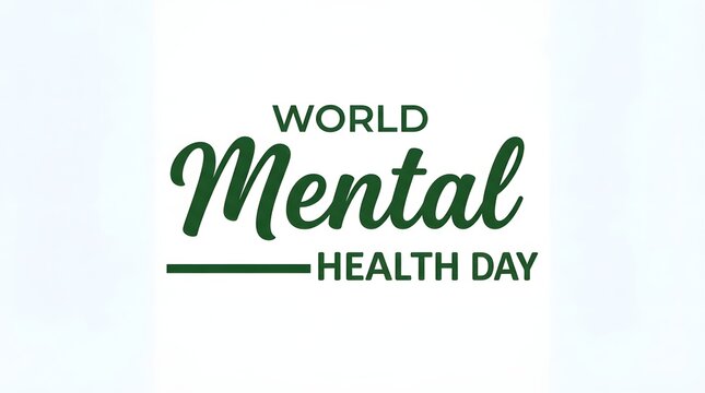 A professional graphic design element featuring the text world mental health day in a modern font isolated on a clean white background for awareness campaigns
