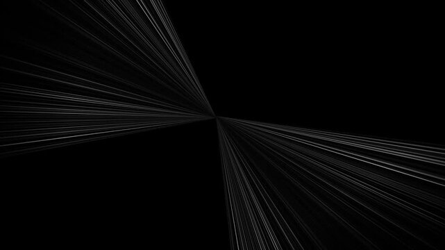 Comic book motion FX with sharp diagonal speed lines, horizontal glowing trails, radial burst rays, manga action background, fast acceleration effect, black screen, seamless 4K animation.