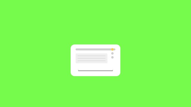 Flat 2D Animation of a Digital Receipt Printer Machine Processing Transaction on Green Screen