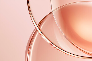 Naklejka premium Minimalist Pink Glass Spheres and Rose Gold Abstract Lenses