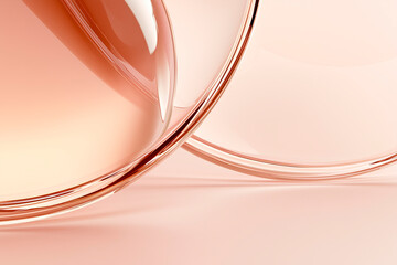 Naklejka premium Minimalist Pink Glass Spheres and Rose Gold Abstract Lenses