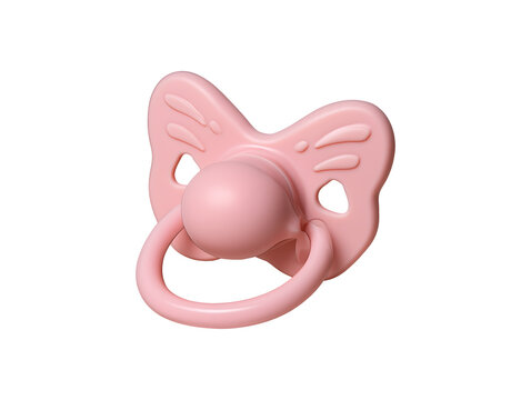 Pink pacifier dummy isolated on transparent or white background, png