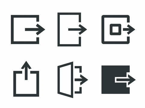 Log out and exit arrow icons set for web interface and mobile application UI design.