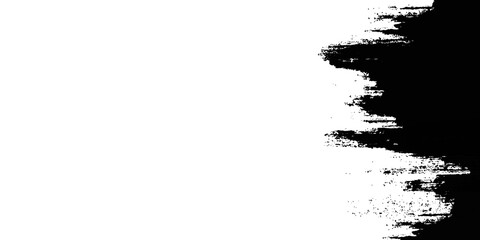 Fototapeta premium Black ink brush stroke texture on white background for artistic design overlay